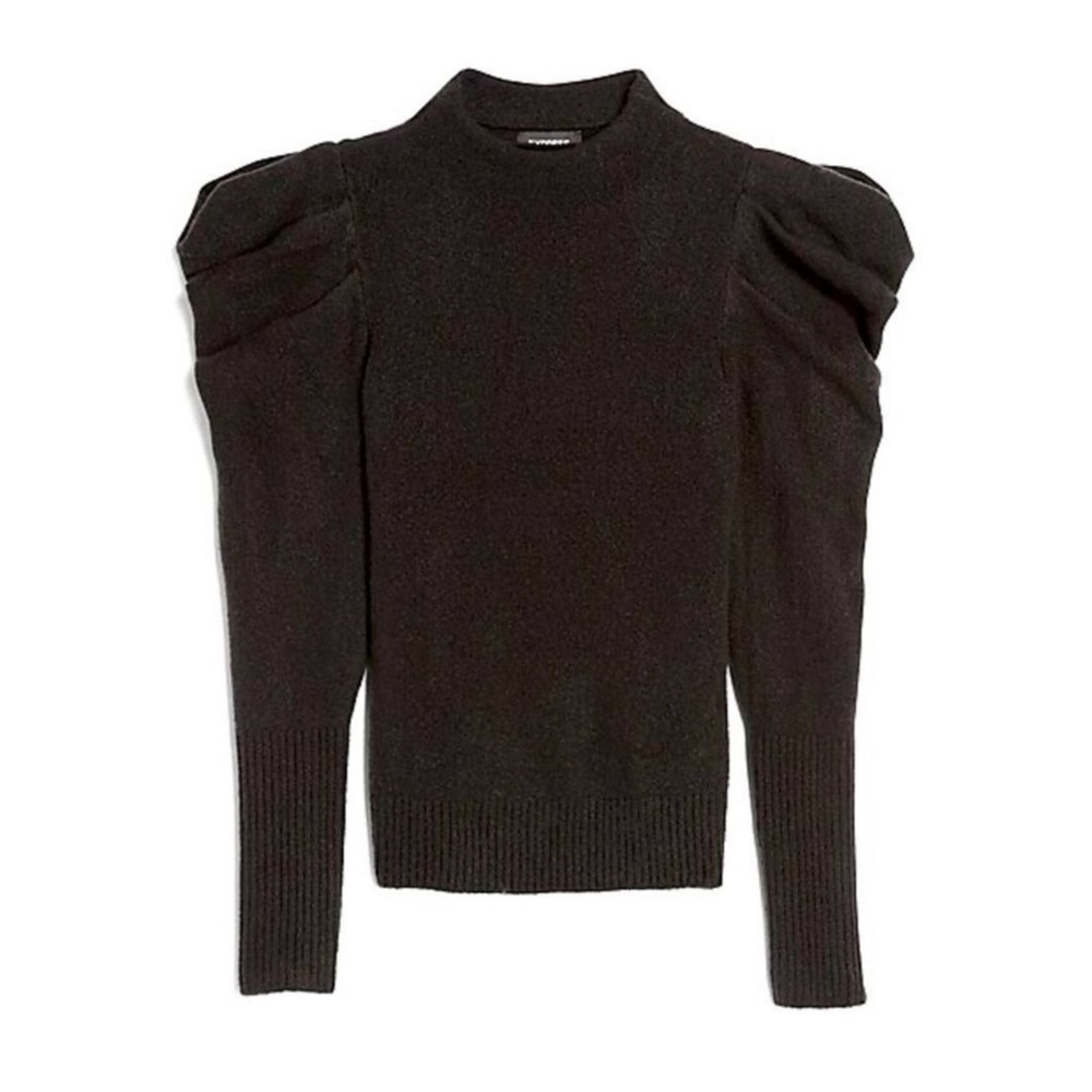 Express wool blend Puff Sleeve Sweater Mock Neck‎ Knit Trendy Fashion Statement